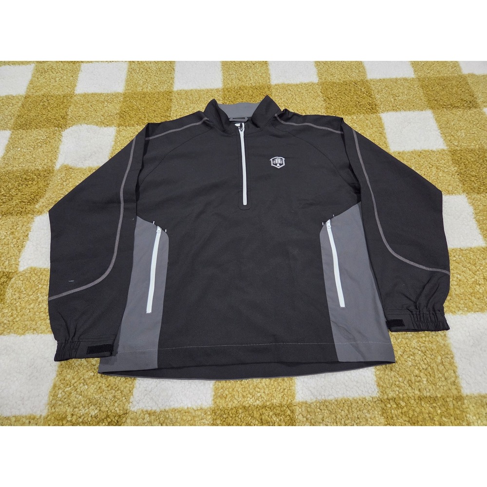 FootJoy Sport Windshirt LS Mens M Black Charcoal Golf 1/4 Zip Pullover 32609
